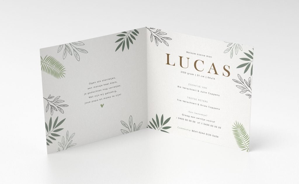 geboortekaartje Lucas binnenkant Geboortekaartje meerkatjes jungle