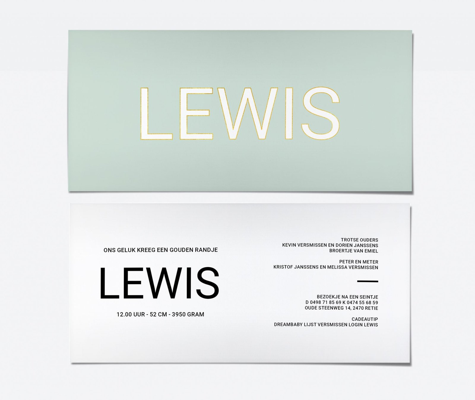 Lewis geboortekaartje Lewis