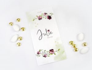 GEBOORTEKAARTJE BLOEMEN WATERVERF