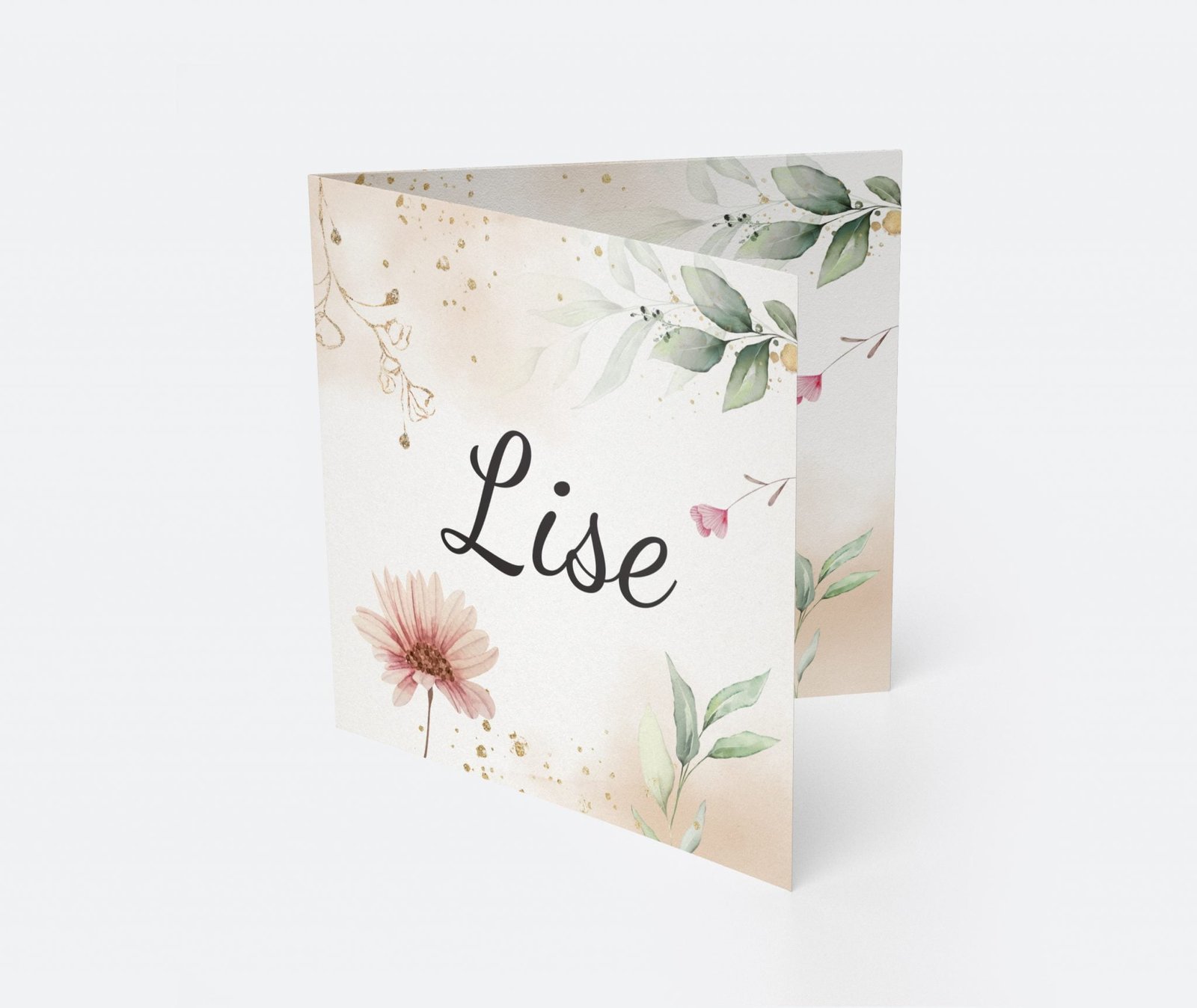 lise GEBOORTEKAARTJE BLOEMEN WATERVERF